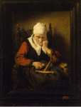 Maes Nicolaes Old Woman Spinning - Hermitage